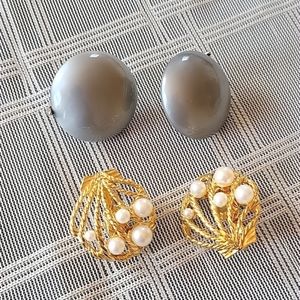 Vintage Signed Trifari Clip-on Earrings- 2 Pairs